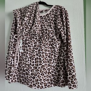 Anne Klein Pajama Set, Size S, pink cheetah print